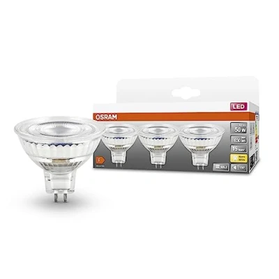 Imagen de OSRAM MR16 Lámparas reflectoras LED con zócalo de renovación, reemplazo 50 vatios, Gu53, reflector MR16, 2700 Kelvin, vidrio transparente, paquete 30 er