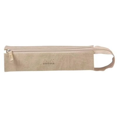 Imagen de Clairefontaine ES RHODIA 319015C Estuche de plumier Rhodiarama Beige 23 x 5 cm Apertura plana para usar como plumero piel sintética Almacenamiento bolígrafos, lápices, rotuladores