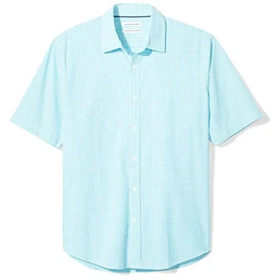 Imagen de Amazon Essentials Camisa de Popelín Manga Corta Ajuste Normal Hombre, Azul Agua Guinga, L