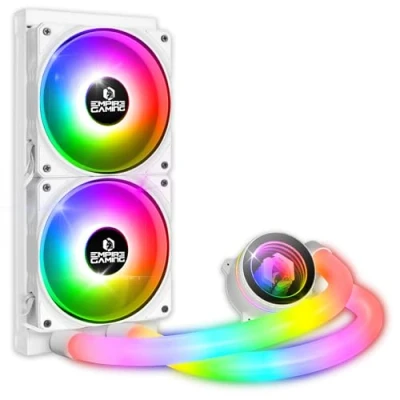 Imagen de EMPIRE GAMING Guardian P W240 Watercooling AIO PC Gamer Refrigeración de CPU líquido ARGB 3 pines 5 V 2 x 120 mm Intel LGA 1700/1200/115X/1366/2066/2011, AMD AM5/AM4 Blanco