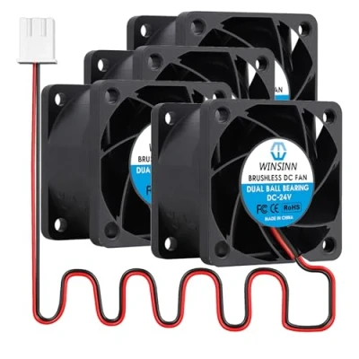 Imagen de WINSINN Ventilador CC de 40 mm, 24 V, 4028, rodamiento bolas dual, refrigeración sin escobillas, x 28 2 pines (paquete 4 unidades)