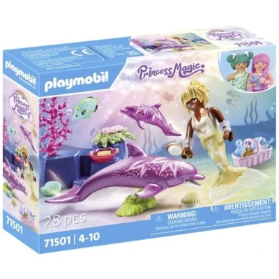 Imagen de PLAYMOBIL Princess Magic 71501 Sirena con Delfines, Cuidado Amoroso para la Madre delfín y su cría, Accesorios, Juegos de rol imaginativos, Juguetes niños a Partir 4 años