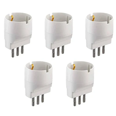 Imagen de Electraline 92292 set adattatori da schuko a spina piccola, bianco, confezione 5