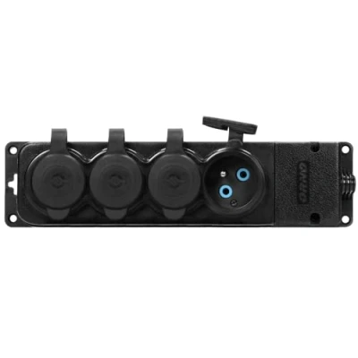 Imagen de ORNO Distribuidor del Taller Enchufe Exterior Estanco 4 Enchufes IP44 230V 16A Resistente a Los Impactos, No Combustible (Versión Francesa)
