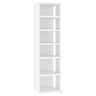Imagen de vidaXL Mueble Zapatero Organizador de Zapatos Armario Pasillo Almacenaje Taburete Puf Caja Banco Estantería Contrachapada Blanco 25x27x102 cm
