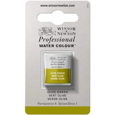 Imagen de Winsor &amp; Newton Acuarela Profesional Pintura de Acuarela, Alta Luminosidad, Resistente a la Luz, Calidad Archivo, 1/2 Godet, Color Verde Oliva