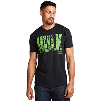 Imagen de Marvel Hulk Text Camiseta, Negro (Black Blk), Large (Talla del Fabricante: Large) para Hombre