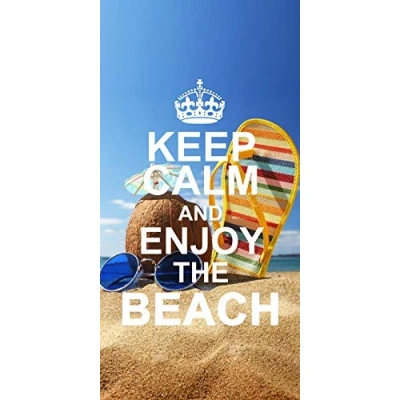 Imagen de Miracle Home Keep Calm Playa 11754 Toalla de Microfibra 100% Poliester, 95 x 175 cm