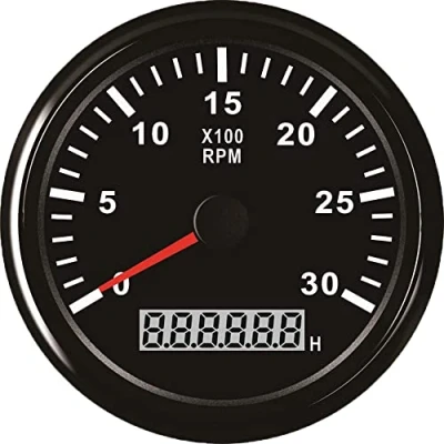 Imagen de ELING Tacómetro a prueba de agua REV Contador RPM Gauge con cronómetro 0 3000RPM 85mm 9 32V luz fondo