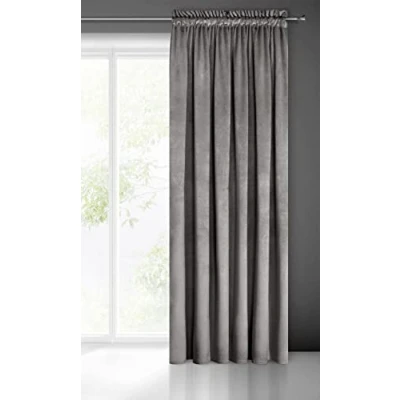 Imagen de Eurofirany Pierre Cortina de Terciopelo con Cinta 1 Pz. Termicas Aislantes Visillo Ventana Opaca para Dormitorio Salón Privacidad, 215 g/m², 140x300 cm, Gris Acero