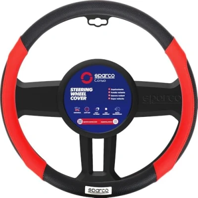 Imagen de Sparco 1 Funda Universal para Volante de Coche, Negro/Rojo