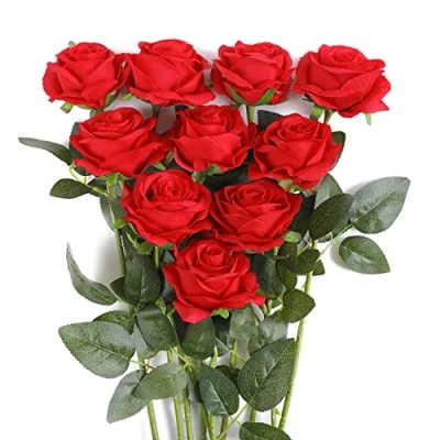 Imagen de JUSTOYOU Ramo de rosas artificiales seda (10 unidades) Rojo