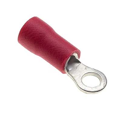 Imagen de Terminal De Anillo Paquete 100, Rojo, 3.2mm, 25A, 22 16 AWG Conectores Termorretráctil, Cobre Estañado, Terminales Cable Aislado