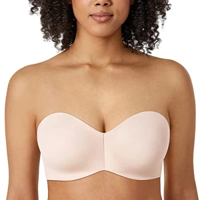 Imagen de DELIMIRA Mujer Sujetador Invisible Apoyo con Aros Sin Tirantes Rosa Blanca 105C