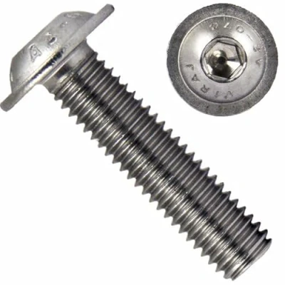 Imagen de 25 tornillos de cabeza alomada con brida y hexágono interior, galvanizados, inoxidables, plana, redonda (M6 x 30)