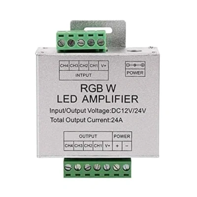 Imagen de WANGCL Amplificador RGBW de aluminio 4 canales, repetidor señal datos, compatible con PWM DC12V/DC24V para controlador RGB/RGBW