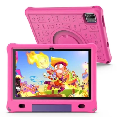 Imagen de PRITOM Tableta Android 12 para niños, Pantalla IPS HD de 10&#039;&#039;, 3GB+64GB, Software IWAWa Kids preinstalado, Control Juegos educativos, WiFi con Estuche Seguridad (Rosa)
