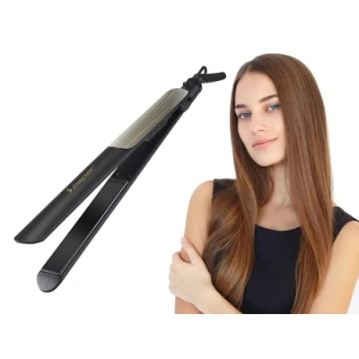 Imagen de BEPER P301PIS200 Plancha de pelo cerámica, con 6 niveles temperatura, Calentamiento rápido hasta 230, Cable giratorio 360, Apagado automático, Bloqueo placa, Negro