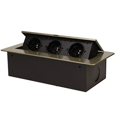 Imagen de ORNO OR AE 1336 Enchufe para Mueble Retráctil con Borde Plano Fresado Latón Francés (Tipo E)
