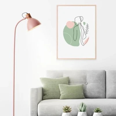 Imagen de Lightbox moderne Stehlampe in Hellrosa 150 x 25 35 cm skandinavische Leseleuchte aus Kautschukbaum mit schwenkbarem Kopf &amp; Schalter E27, max. 40 W Metall/Holz