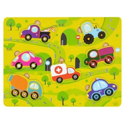 Imagen de FANCY Baby Puzzle Vehículos para Bebé de 1 Año, Infantil Transporte 25 cm, Encajable Madera con 7 Piezas Niños