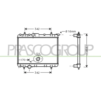 Imagen de PRASCO PG009R015 Radiador, refrigeración del motor Aluminio 380 563 34 Con acoplamientos rápidos Aletas unidas mecánicamente