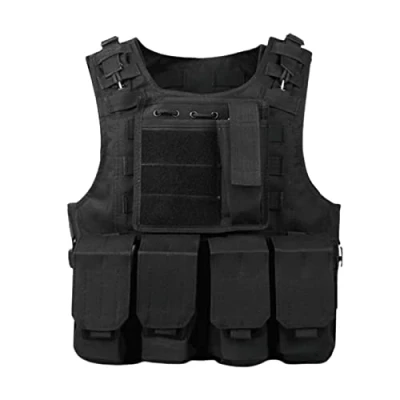 Imagen de Maoiut chaleco táctico para adultos, de entrenamiento combate al aire libre, militar modular ajustable juegos o (camuflaje), Negro, Talla única