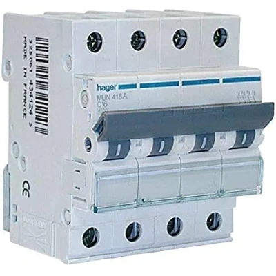 Imagen de Hager (AUT.+REST) serie mu Interruptor automático 4 polos 16a curva c 6ka