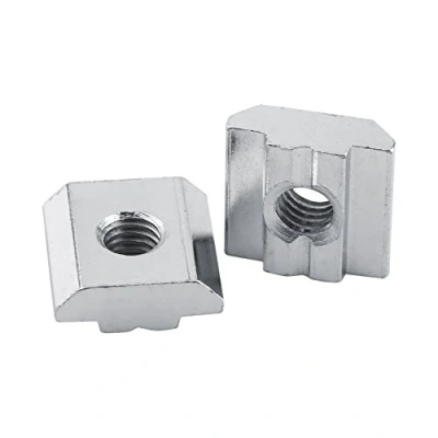 Imagen de 50 piezas de tuerca ranura en T recubierta níquel, acero al carbono, plata, sujetador deslizante carbono para accesorios perfil aluminio, estándar europeo (EU30 M5)