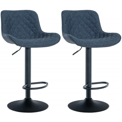 Imagen de CLP Set de 2 Taburetes Bar Minosa En Tela, Terciopelo o Cuero Sintética I Sillas Cocina Altura Ajustable, Color:Azul, Material Base:Tela