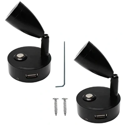 Imagen de JUTTAUTO Luz de lectura LED 12 V con USB, interruptor regulable táctil encendido/apagado, luces interiores caravana, lámparas pared para autocaravana, barco