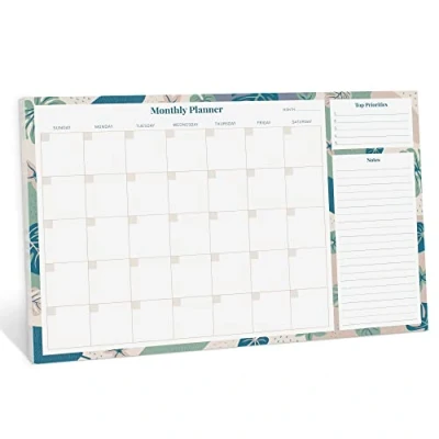 Imagen de Rileys Planificador Mensual A3 Organizador sin Fecha con 52 Hojas Desechables 42 cm x 29 Planner Sección para Notas Material Escolar Oficina y Papelería (Floral)