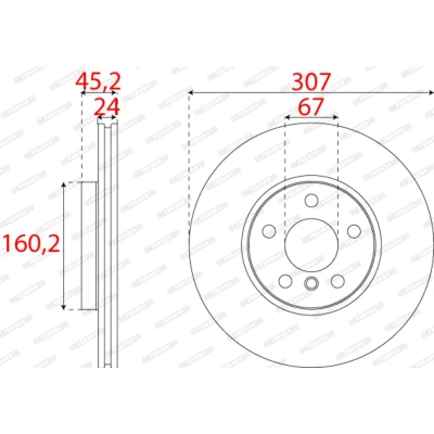 Imagen de FERODO DDF2637C Disco de freno 307 24 5 112 ventilado revestido sin tornillos BMW: 2 Active Tourer, X1, Gran MINI: Countryman, Clubman