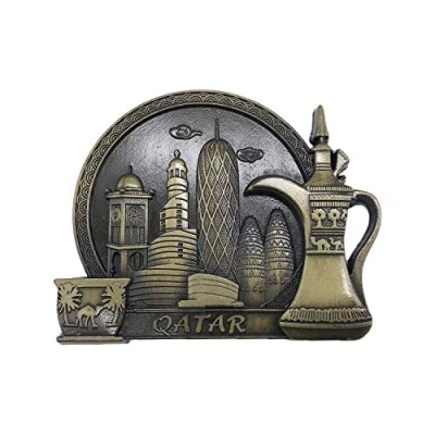 Imagen de 3D Qatar Refrigerador Imán de Nevera Recuerdos Turísticos Hecho A Mano Artesanía Metal Pegatinas Magnéticas Inicio Cocina Decoración Regalo Viaje