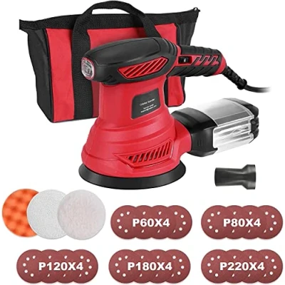 Imagen de Lijadora Orbital 300W 13000RPM 2.5A Con Velocidad Variable De 6 Velocidades, 20 Papeles Lija, 3 Almohadillas Para Pulir, Caja El Polvo, Bolsa Herramientas, Lijar Madera