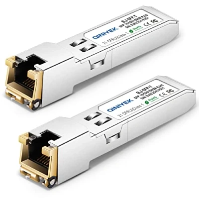 Imagen de QINIYEK 1.25G SFP T, 10/100/1000BASE T RJ45 Cobre para Cisco GLC T/SFP GE T/GLC TA, Mikrotik SRJ01, Netgear, Supermicro, hasta 100 m (Paquete de 2)