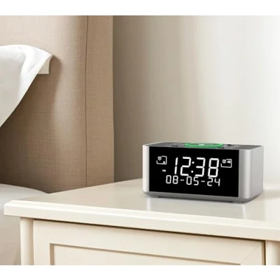 Imagen de iTOMA Despertador con Carga inalámbrica, Radio Dab, Dab+/FM, 40 Estaciones preestablecidas, alarmas duales, función de posponer, Pantalla LCD Ajuste Brillo, Bluetooth, USB 206D.