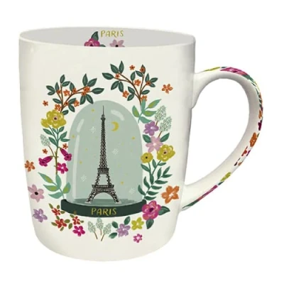 Imagen de KIUB Taza de porcelana redondeada Paris Tour Eiffel con diseño París t&#039;adore, altura 10 cm, capacidad 340 ml, caja a juego