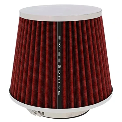 Imagen de Filtro de Aire Universal para Coche Incluye 4 Adaptadores 60mm 65mm 70mm 77mm Cerrado Entrada Alto Flujo Limpiador Color Rojo