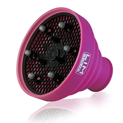 Imagen de Difusor Universal PLEGABLE LIM HAIR COLOR para secador de cabello PROFESIONAL. Adaptable a la mayoría secadores. Estructura silicona resistente. Aromaterapia. (FUCSIA)