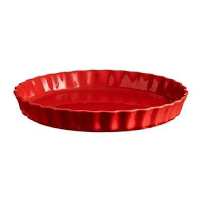 Imagen de Emile Henry Made in France Plato de cerámica para tartas, 29,5 x 4,1 cm, color rojo burdeos