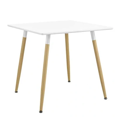 Imagen de [en.casa] Mesa de Comedor Elegante 80 x 74cm para 3 Personas Cocina Tablero Rectangular Diseño Retro Blanco y Color Haya