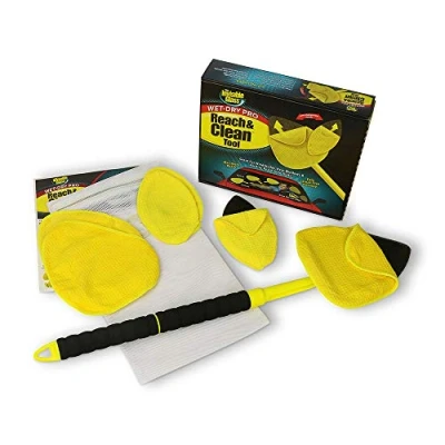 Imagen de Invisible Glass 95164 Reach and Clean Tool Wet Dry Pro Herramienta de Limpieza para Ventanas y Parabrisas con Mango Extensible paño Microfibra Reutilizable Lavable Vidrio Interior