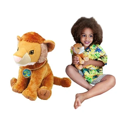 Imagen de EcoBuddiez León de Deluxebase. Peluche Mediano 20 cm elaborado con Botellas plástico recicladas. Lindo ecológico Forma animalito para niños pequeños.