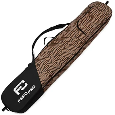 Imagen de Ferocity Premium Funda para Tabla de Snowboard Cargo Board Protection Bag Bagpack 170 cm Bolsa con Bolsillo Cremallera y Correa el Hombro Negro Marrón Geometric [051]