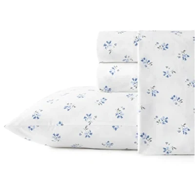 Imagen de Stone Cottage Sábanas Queen, Juego de Ropa Cama percal algodón, decoración del hogar nítida y Fresca (Azul Sketchy Ditsy, Queen)
