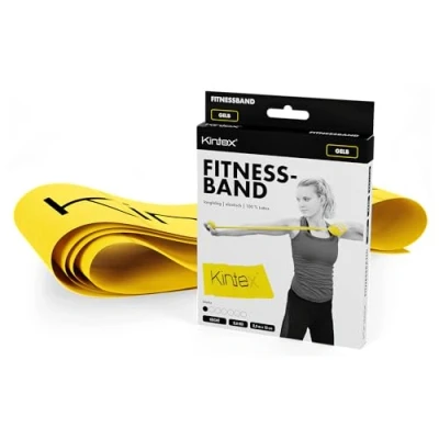 Imagen de Kintex Banda de Fitness, 2,5 m x 15 cm, Cinta Gimnasia en 7 resistencias, 100% látex, Entrenamiento transportable (Amarillo)