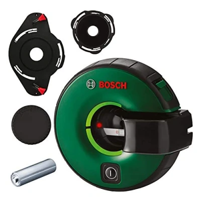Imagen de Bosch Home and Garden Atino láser de líneas (alcance 1,5 m, nivelación horizontal o vertical, cinta medir integrada, en caja), Verde, Negro, (L x B H) 124 115 62 mm