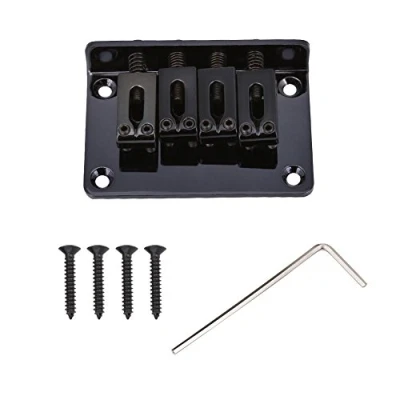 Imagen de 4 String Guitarra Bridge, Durable Bridge Repuestos para Cigarbox Guitarras Eléctricas Bass Ukulele(Negro)