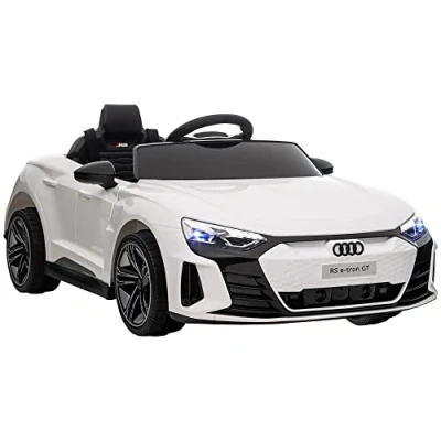 Imagen de HOMCOM Coche Eléctrico para Niños de +3 Años Audi RS e Tron GT Batería 12V con Mando a Distancia Faros LED Bocina Música USB y Apertura Puerta 3 5 km/h Blanco
